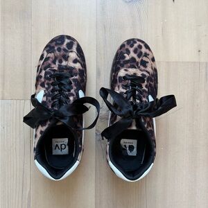 Leopard Print Satin Ribbon Sneakers